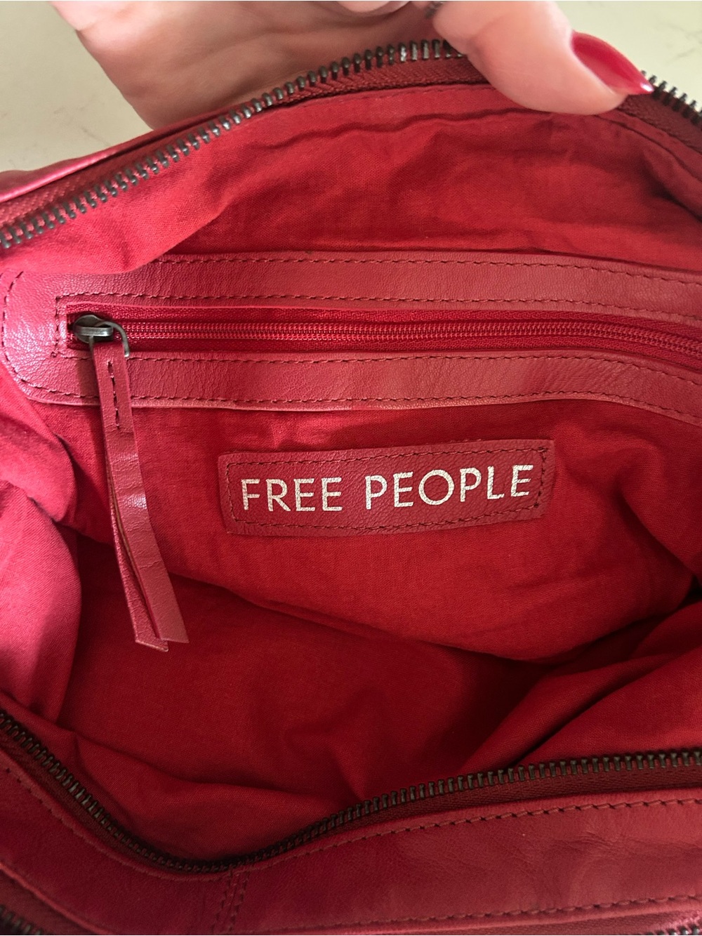 NWT Free People Idle Hands Sling Bag in Red Lip With Scarf & Charm - Picture 13 of 16